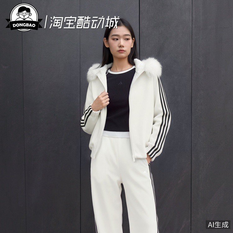 阿迪达斯宽松休闲连帽外套
