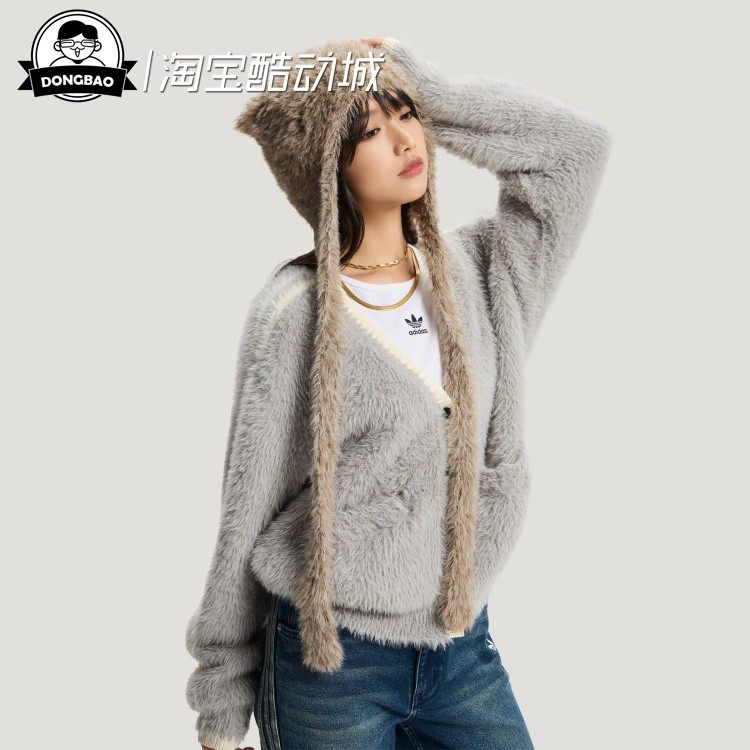 12月adidas阿迪达斯 新年暖毛绒猫耳帽针织护耳帽KH0285/KH0286,运动包/户外包/配件,运动帽,淘宝优惠券,粉丝福利购,淘宝优惠卷