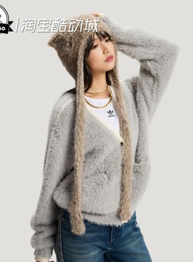 12月adidas阿迪达斯 新年暖毛绒猫耳帽针织护耳帽KH0285/KH0286