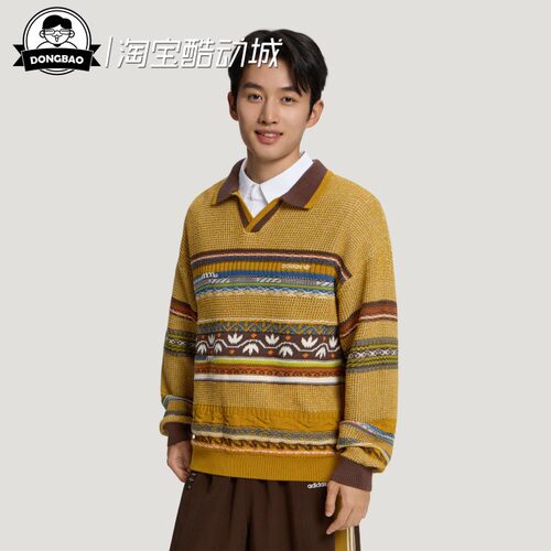 复古休闲POLO领费尔岛毛衣针织衫