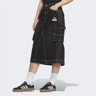 12月三叶草ADIDAS阿迪达斯SKIRT纯棉牛仔运动短裙JX6864/JM8036