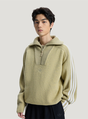 12月adidas阿迪达斯男子时尚半拉链运动针织衫毛衣KS5341/KS5340