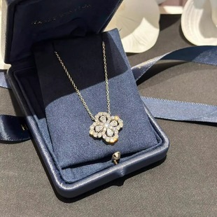 高定四叶草项链纯银高级感loop满钻幸运草轻奢小众锁骨链手链戒指