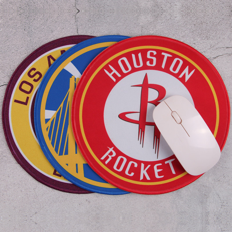 nba湖人火箭队标志logo队徽圆形笔记本鼠标垫小加厚锁边便携个性