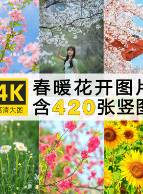 2K高清图库春暖花开唯美春天花海花朵绿色壁纸手机竖屏ps图片素材