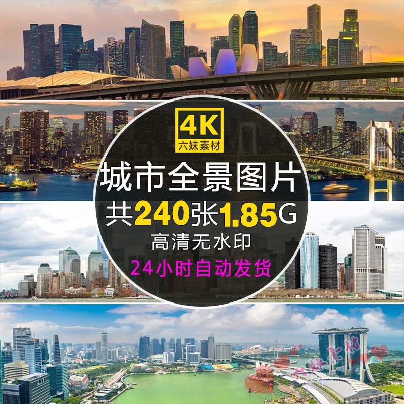 城市全景照片傍水风景电脑壁纸高清4K宽屏摄影图片ps设计参考素材