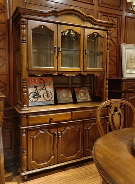 DB802美式纯实木单门酒柜三门酒柜全实木装饰柜餐边柜美式古典