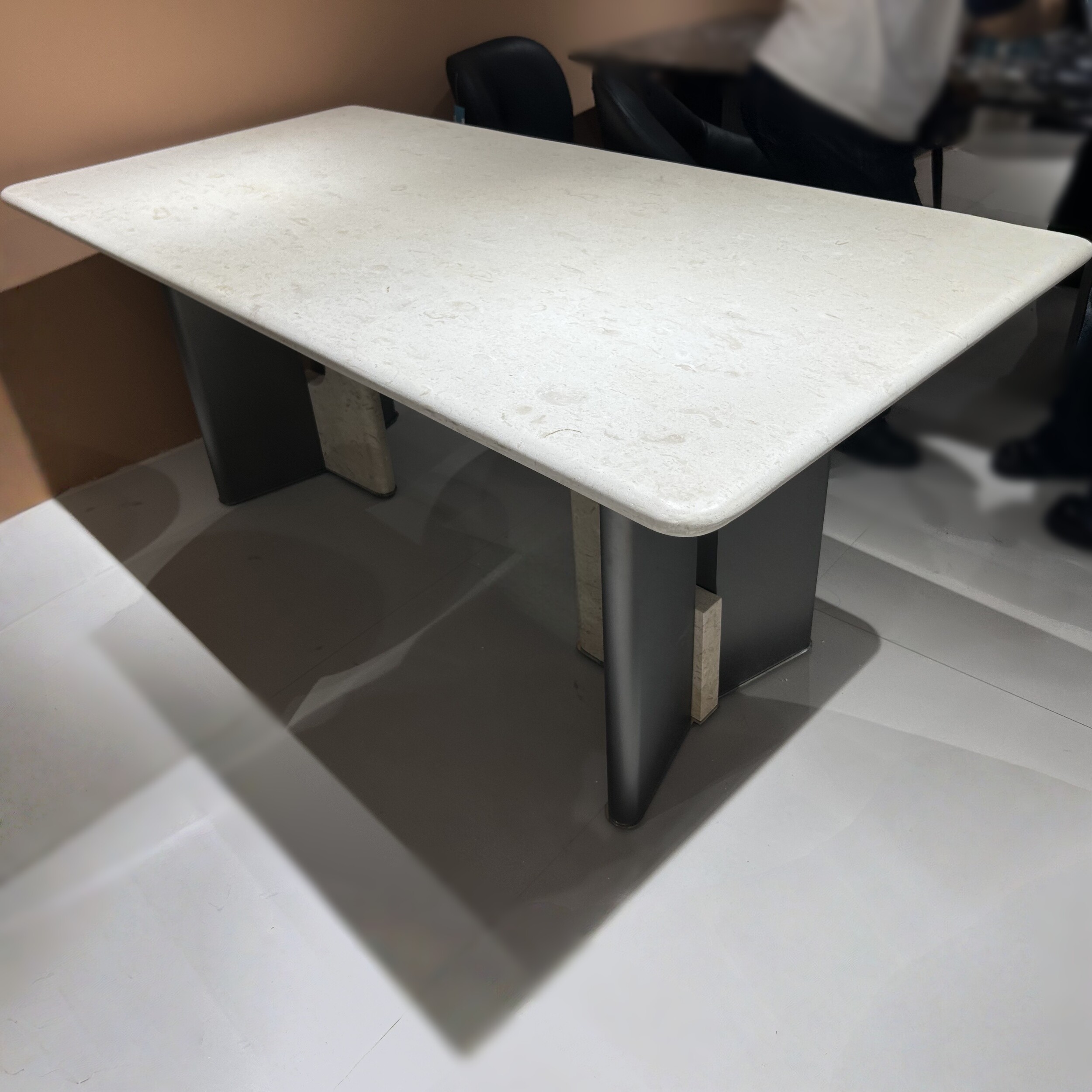 CZ375玉兔天然石长餐台1.6米1.8米餐桌极简现代奶油风侘寂风餐桌