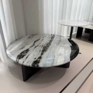 CJ517纯天然大理石圆形组合茶几90cm直径蓝色妖姬天空之镜奢石