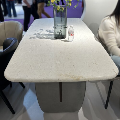 CZ338玉兔天然石长餐台1.6米1.8米极简餐桌奶油侘寂风设计感餐桌