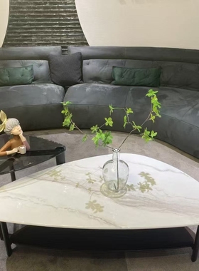 CJ321组合茶几微晶石茶几钢化玻璃边几极简现代客厅茶几三角形