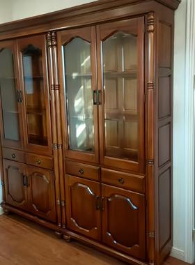 DB802美式双门书柜四门书柜组合书柜全实木简美美式古典储物柜