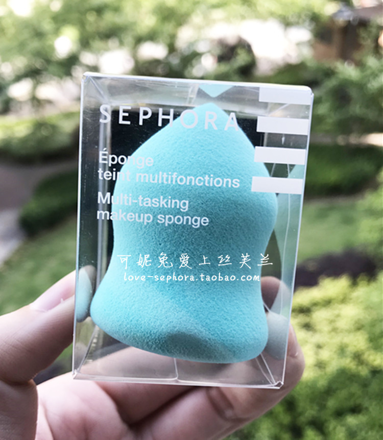 SEPHORA丝芙兰多功能斜型化妆海绵薄荷蓝 粉底液粉饼美妆蛋 包邮