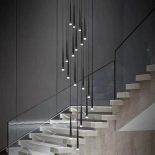 楼梯灯现代简约轻奢复式楼别墅旋转loft客厅挑高网红楼梯间长吊灯