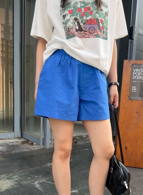 ACRAB 夏季度假美式亮色宽松休闲纯棉短裤运动外穿复古休闲裤女