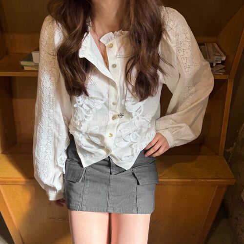 ACRAB法式天丝亚麻重工刺绣衬衫