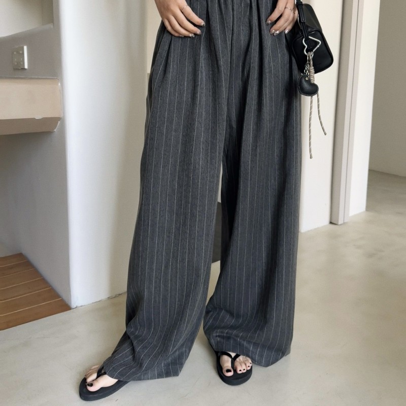 Acrab夏季老钱风条纹垂坠休闲裤