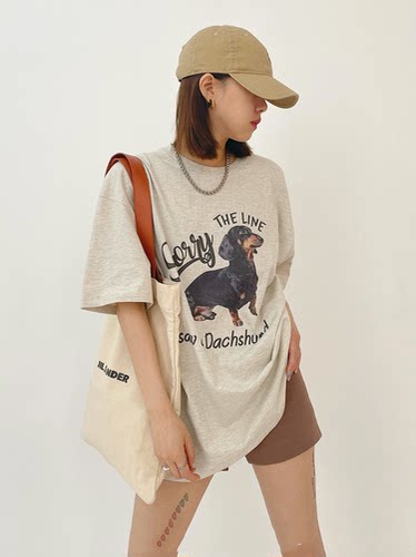 美式复古腊肠狗纯棉轻薄短袖T