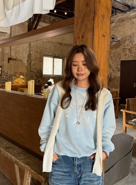 【3/18 New 】 ACRAB 圆领字母渐变做旧卫衣女长袖复古学院风上衣