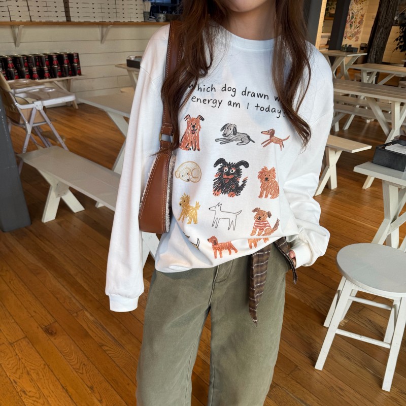 ACRAB可爱休闲风小狗长袖T恤