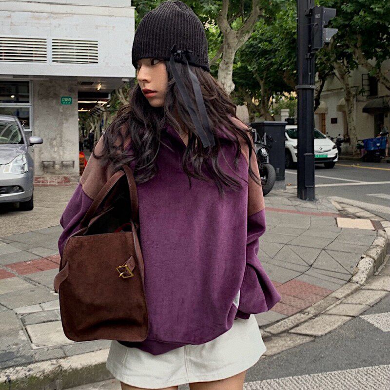 复古氛围感拉满美式插肩袖卫衣