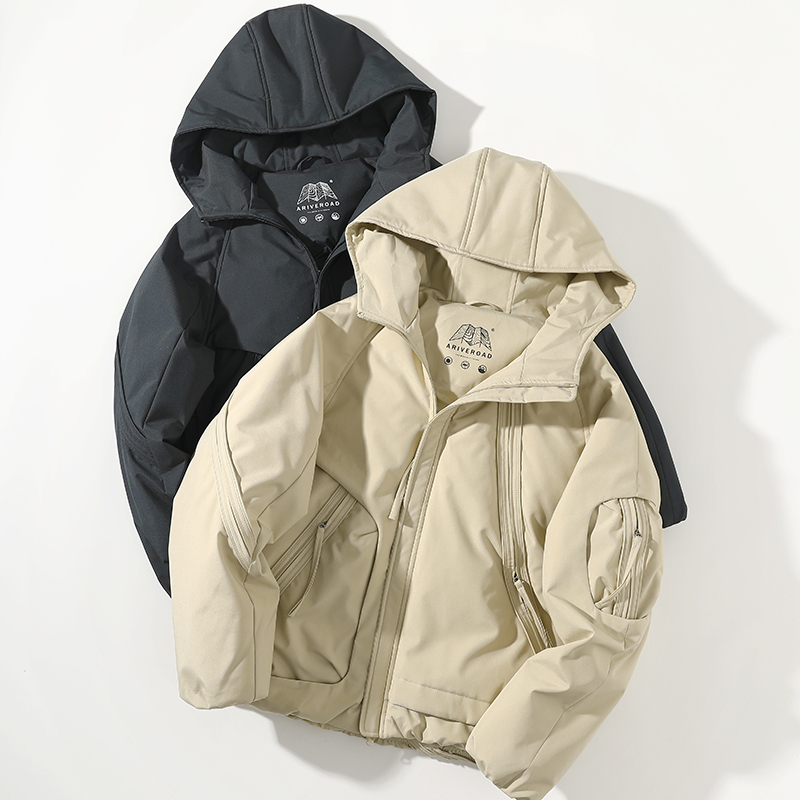 日系机能风短款90白鸭绒羽绒服