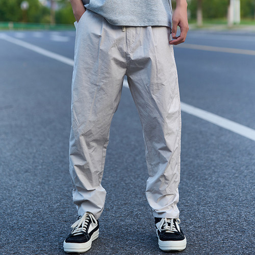 通勤宽松直筒英文印花休闲裤长裤