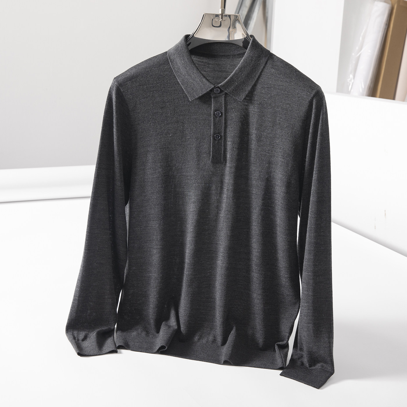 100%羊毛衫男翻领丝滑亲肤纯色毛衣百搭休闲针织打底衫长袖polo衫,男装,羊绒套衫,淘宝优惠券,粉丝福利购,淘宝优惠卷