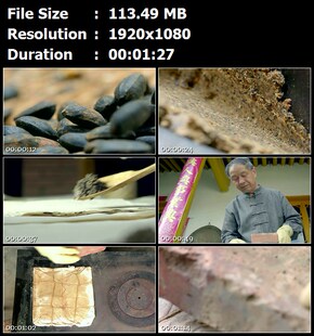 中药巴豆霜炮制方法碾磨巴豆种仁巴豆泥过筛烘烤高清实拍视频素材