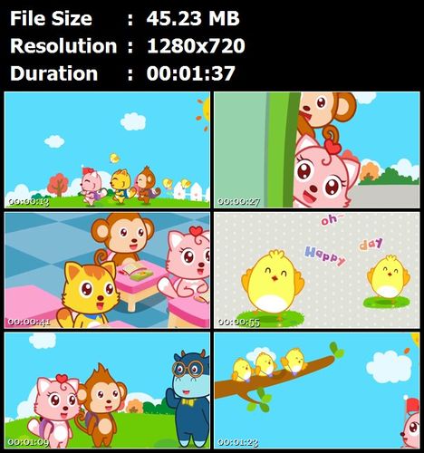 快乐的一天卡通动画儿歌LED晚会背景高清实拍视频素材定制