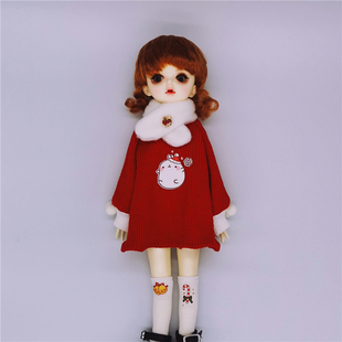 特体尺寸定制小布BJD6分8分娃娃衣服冬新年圣诞毛衣连衣裙围巾