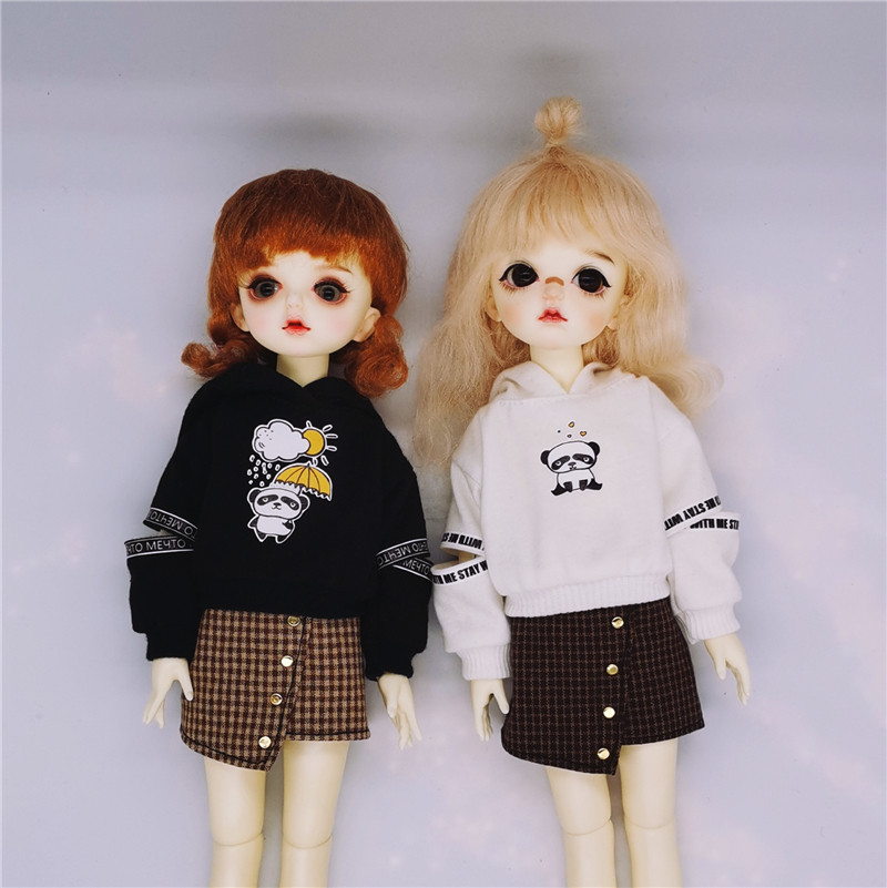 特体尺寸定制小布BJD6分8分ob11 ob24娃娃衣服短卫衣潮短裙熊猫图片