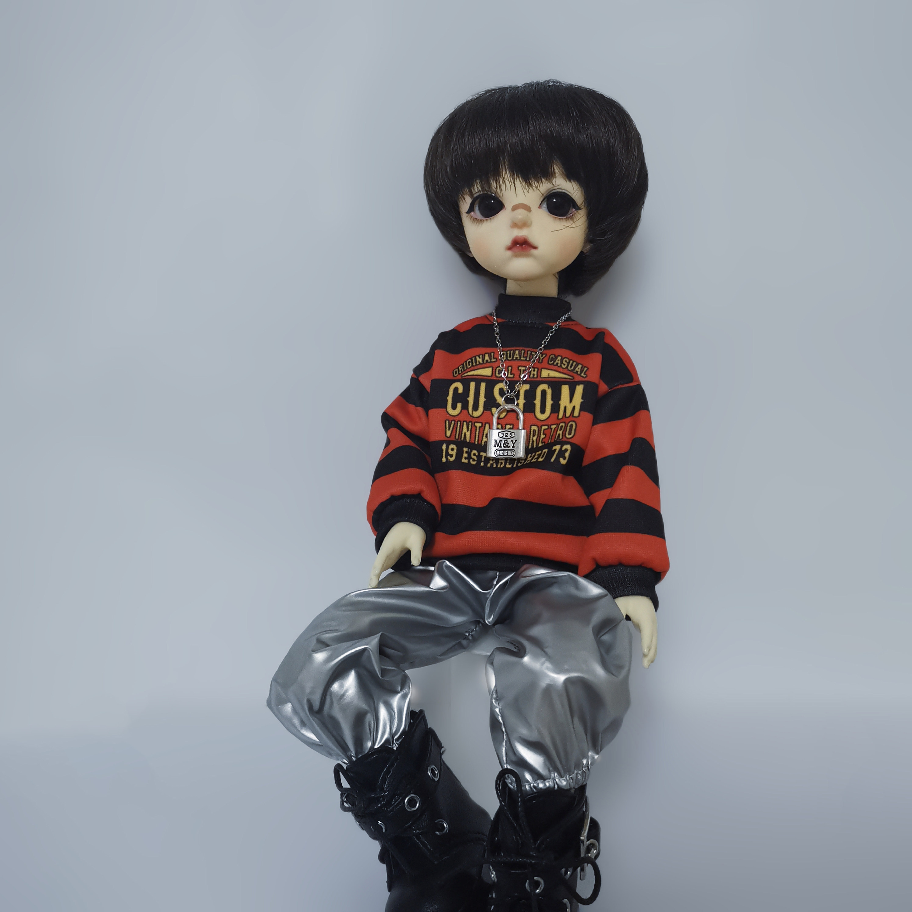 樱桃酱 尺寸定制BJD4568分熊妹小布娃娃衣服休闲条纹卫衣潮酷港风