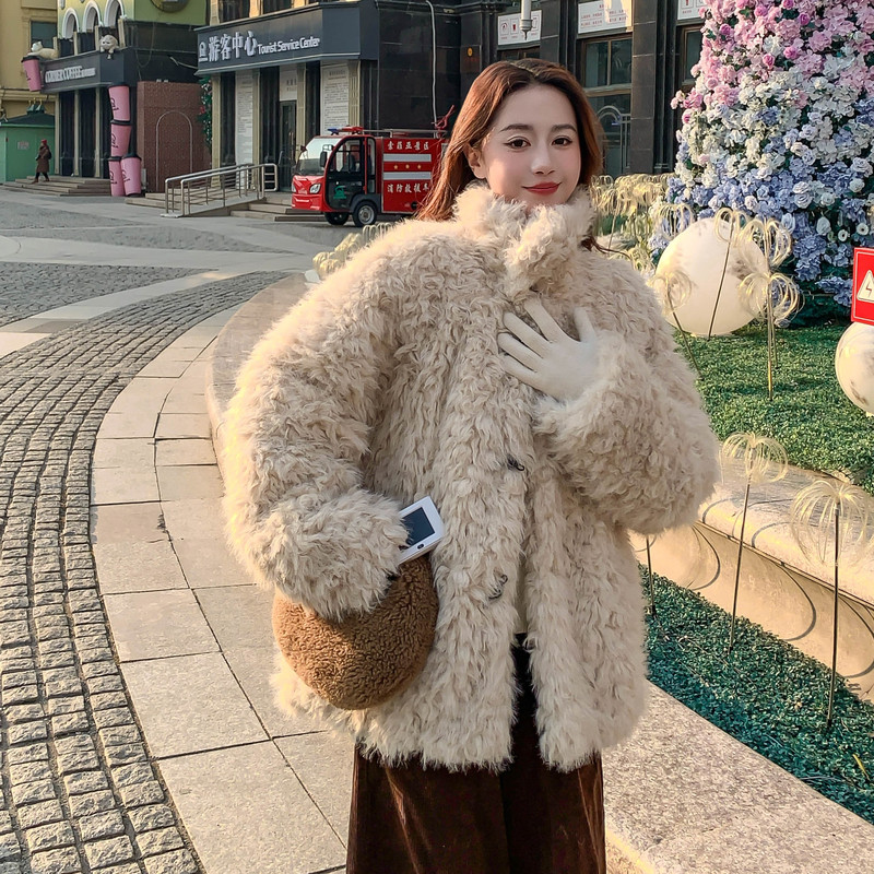 新款羊羔毛外套2B193-9338-P215-K328,女装皮草,2B193
