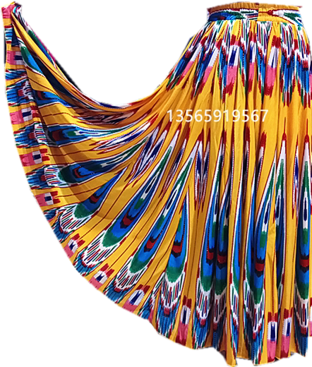 新疆新款半截裙子舞蹈舞台裙子广场舞大妈衣服特色艾特莱丝绸裙子