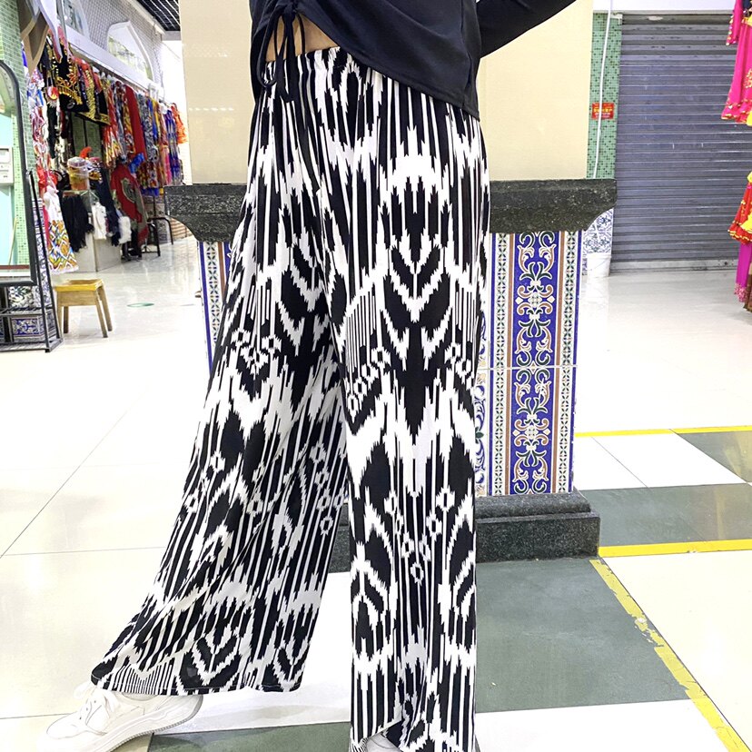 新疆民族新款裤子艾德莱斯灯笼裤舞蹈舞台广场舞大妈裤子衣服服装