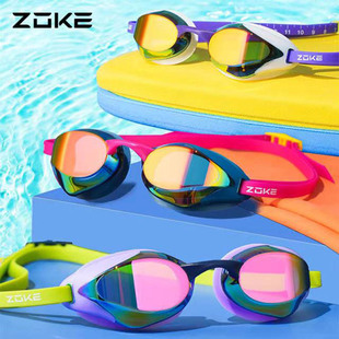 ZOKE洲克成人比赛训练防水防雾电镀高清游泳眼镜男女通用泳镜 包邮