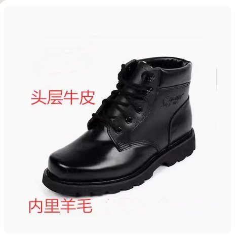 冬季牛皮正品训练靴冬保暖特种羊毛棉鞋户外防寒登山靴