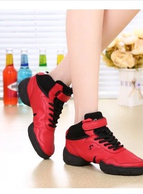 特价正品赛莎猪皮红色现代舞蹈爵士鞋增高软底女士跳舞舞蹈鞋