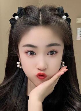 新款双面蝴蝶结缎面刘海夹碎发夹气质侧边夹甜美小抓夹头饰发饰女