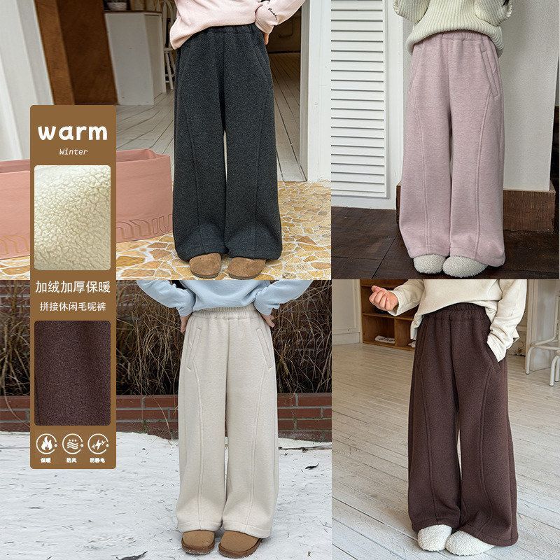 【加绒】女童冬季一体绒裤子潮