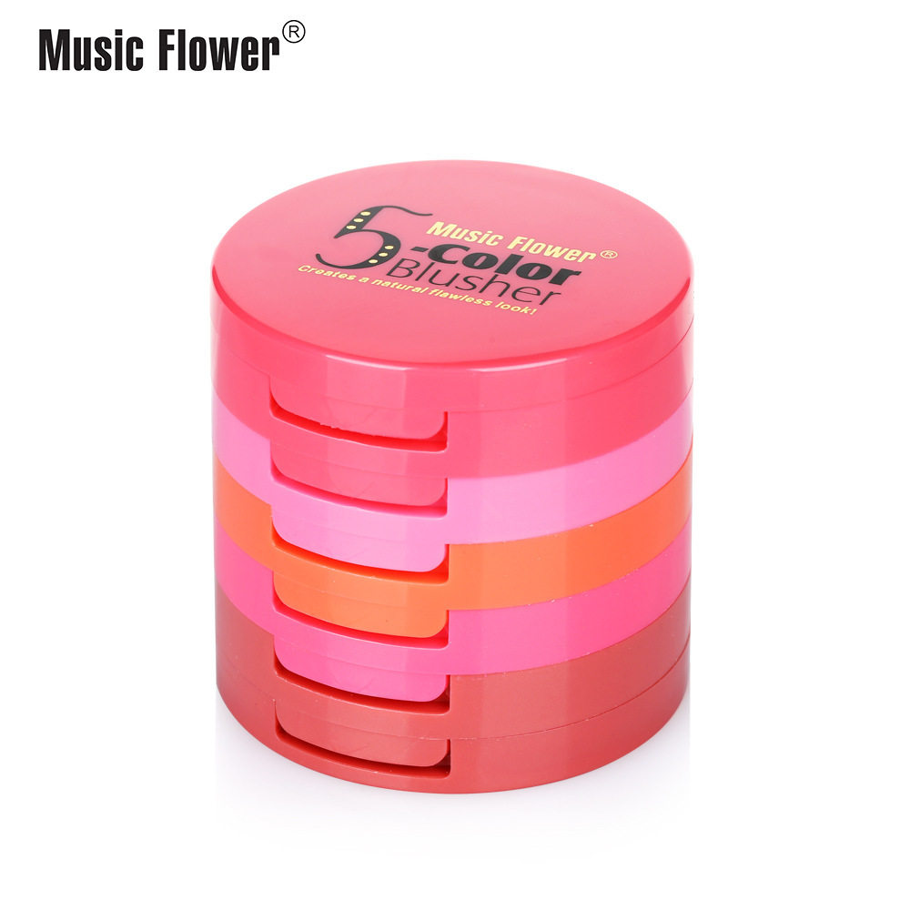 MusicFlower 5合1粉饼腮红修容持久控油定妆保湿遮瑕干湿两用