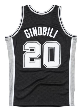 正品MN复古02-03赛季 马刺队马努.吉诺比利黑色 NBA SW球迷版球衣