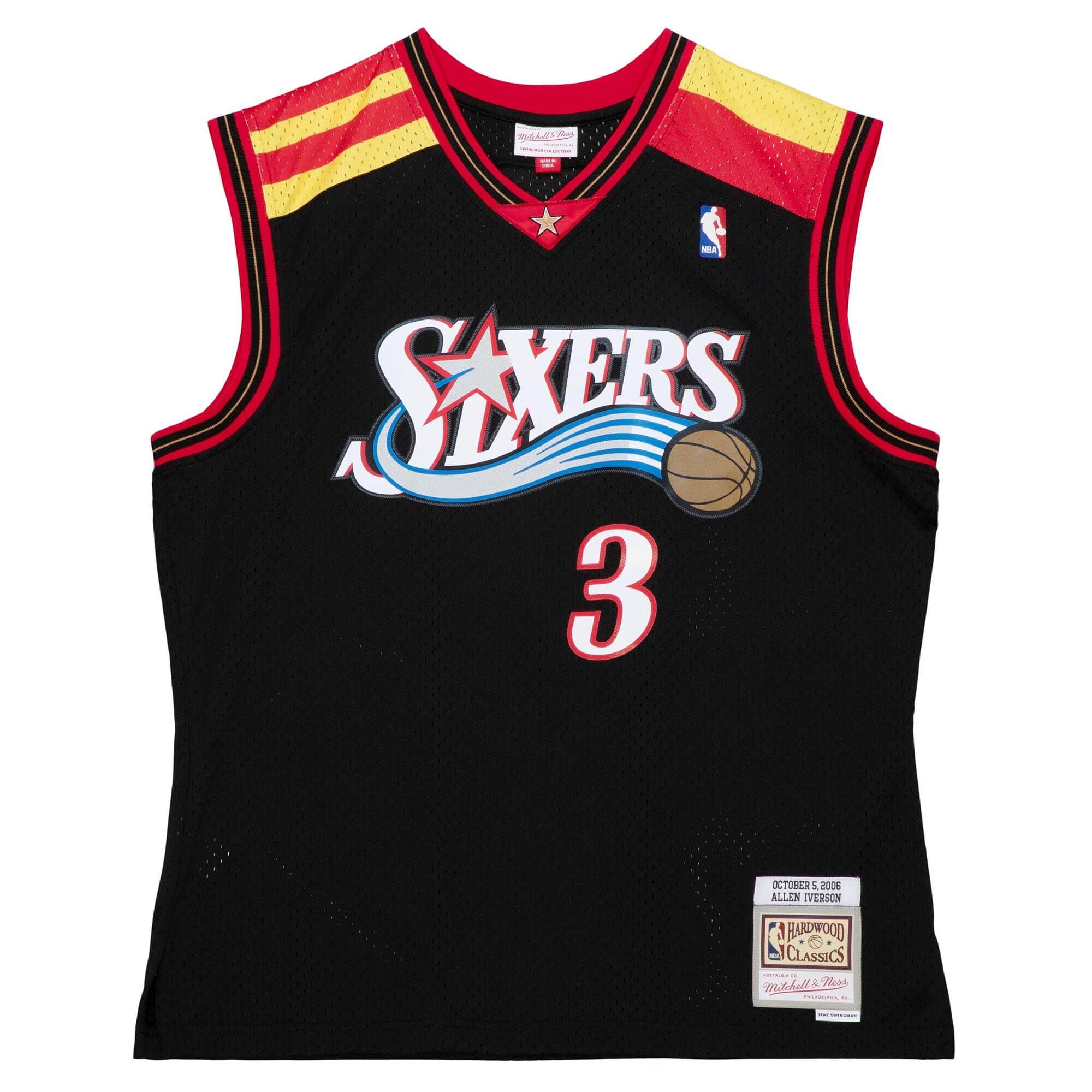 正品MN复古  06-07赛季 76人队 艾弗森3号黑色  NBA SW球迷版球衣