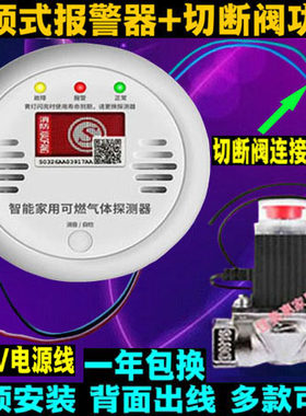 吸顶式家用燃气报警器天然气泄露报警器带切断阀电磁阀排风扇正品