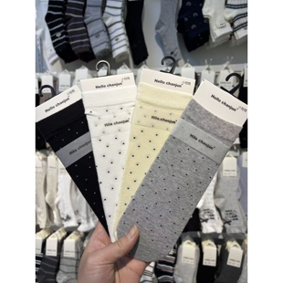 诸暨袜业超骏2805chju春夏女堆堆袜新品 小短筒女袜波点可爱短袜子