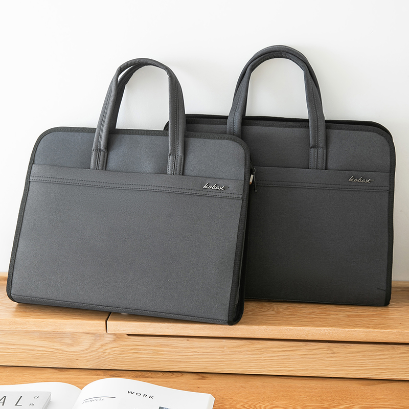 手提文件袋拉链A4公文包多层大容量13英寸手提包帆布男式女士会议