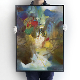 名图家居朱德群新中式抽象装饰画样板房客厅餐厅沙发背景书房挂画