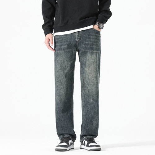 秋冬男士重磅水洗做旧加绒牛仔裤