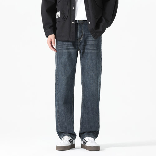 秋季美式直筒复古牛仔裤男2025冬季新款宽松水洗男士保暖加绒